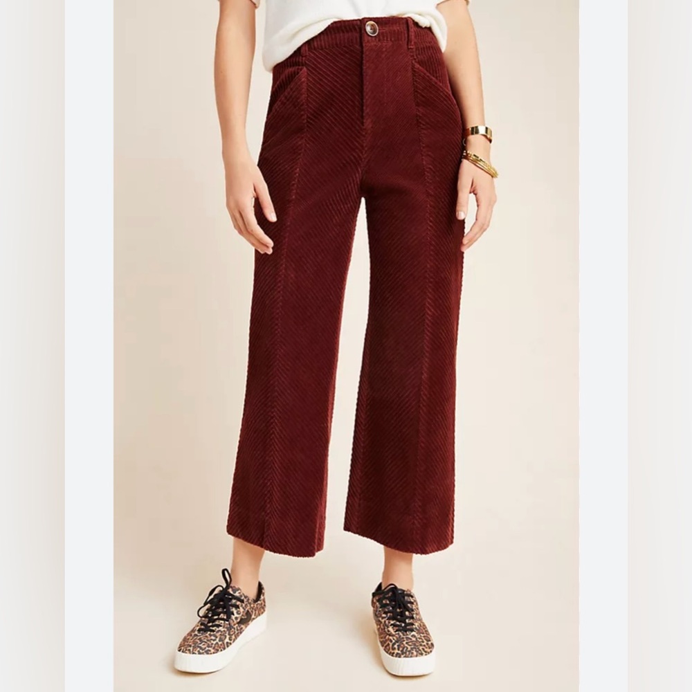Pilcro and the Letterpress Maroon Wide Leg Corduroy Pants size 29